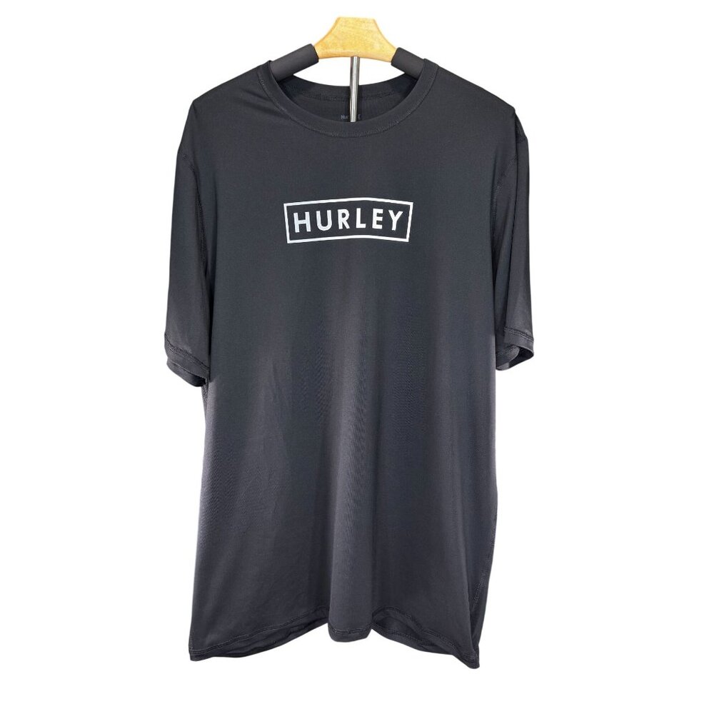 Hurley Mens Black Short Sleeve T-Shirt Size XXL UPF 50+ Made In Cambodia